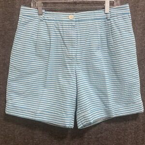 Brooks Brothers Shorts Women 12 Blue White Seersucker Lined Cuffed Beach Coastal